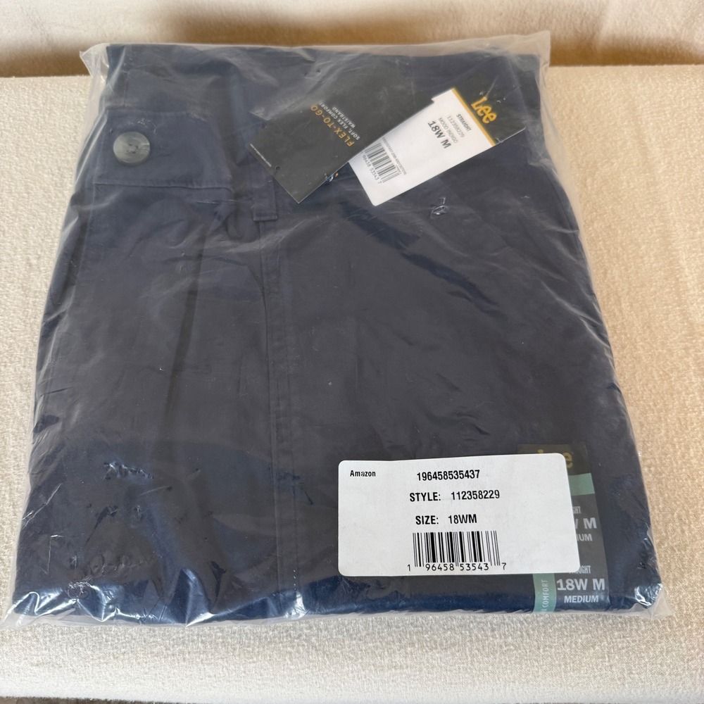 New Lee Flex-To-Go Straight Leg Pants Mood Indigo Navy 112358229 Womens 18W M